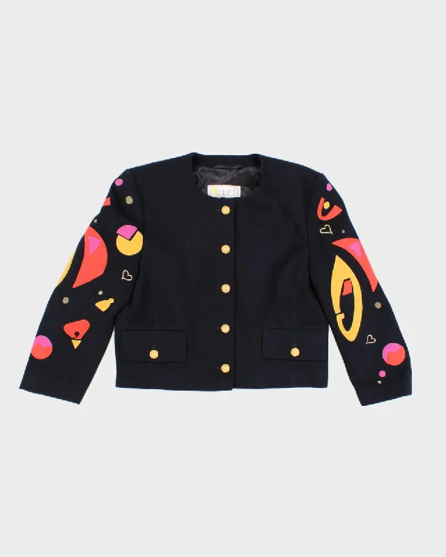 Vintage 80s Laurel Soft Navy Embroidery Jacket - M Elasticated Jacket Padded Jacket Insulated Jacket Vintage 80s Laurel Soft Navy Embroidery Jacket - M Elasticated Jacket Padded Jacket Insulated Jacket