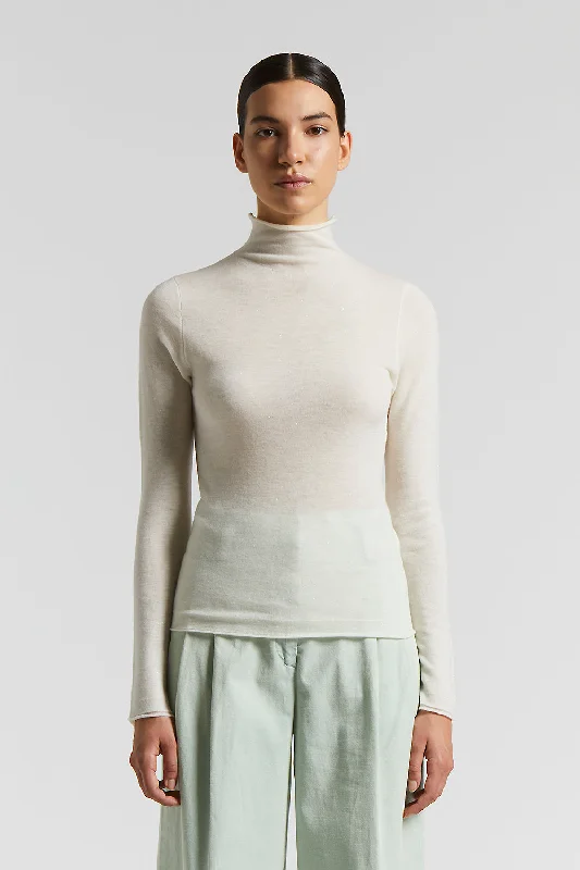 Extra-fine merino wool and sequin sweater Ribbed Striped Patterned