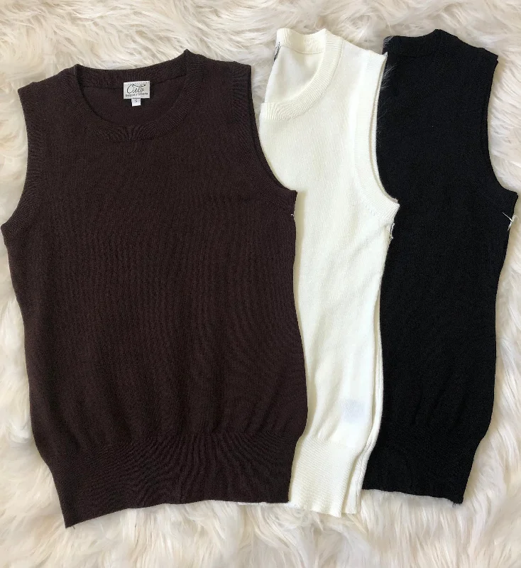 Round Neck Vest Sweater Top Velvet Chenille Corduroy