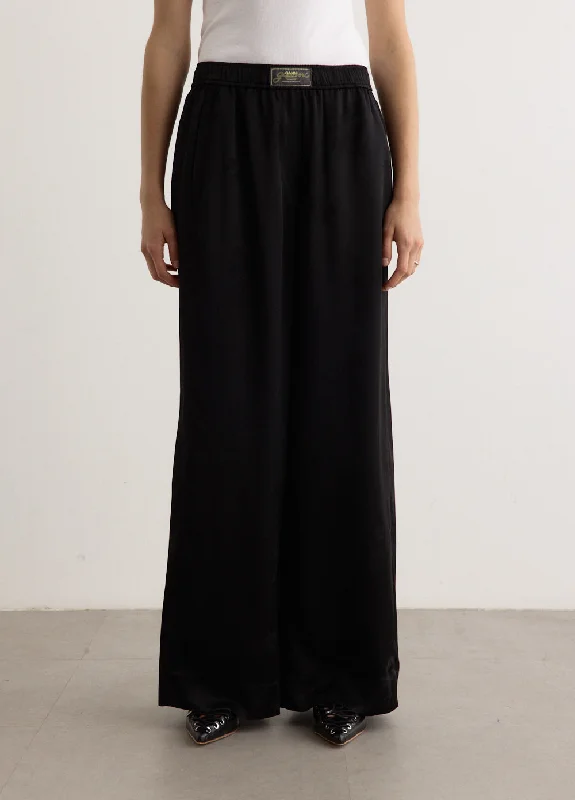 Fluid Satin Jacquard Elasticated Pants Comfortable Wide-Leg Pants