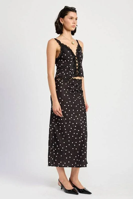 Emory Park Satin Midi Skirt With Lace Trim cashmere skirt plush