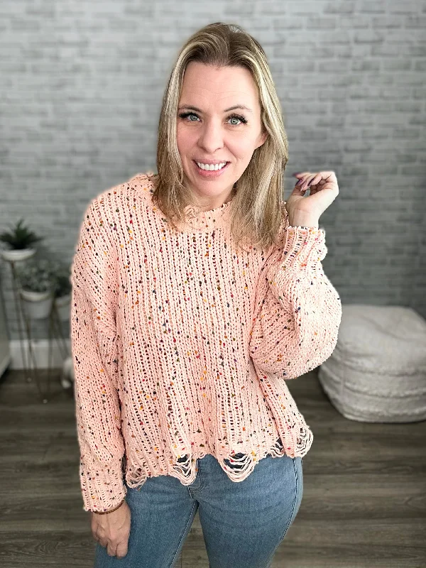 Pink Confetti Sprinkle Cable Knit Distressed Sweater Mesh Fabric Canvas Fabric Denim Fabric Pink Confetti Sprinkle Cable Knit Distressed Sweater Mesh Fabric Canvas Fabric Denim Fabric