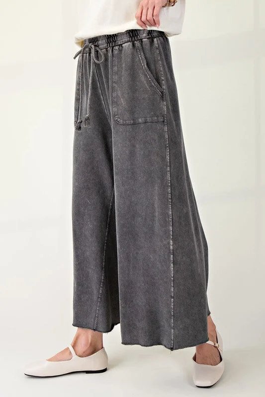 Trending On Washed Black Pants Stylish Elastic Waist Pants