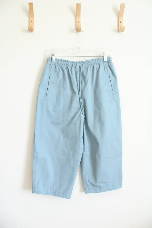 Teal Elastic Waist Capri Pants | S Comfortable Cargo Pants