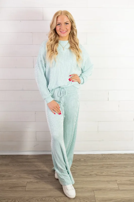 Blumin Knit Pants-Aqua Soft Stretch Pants
