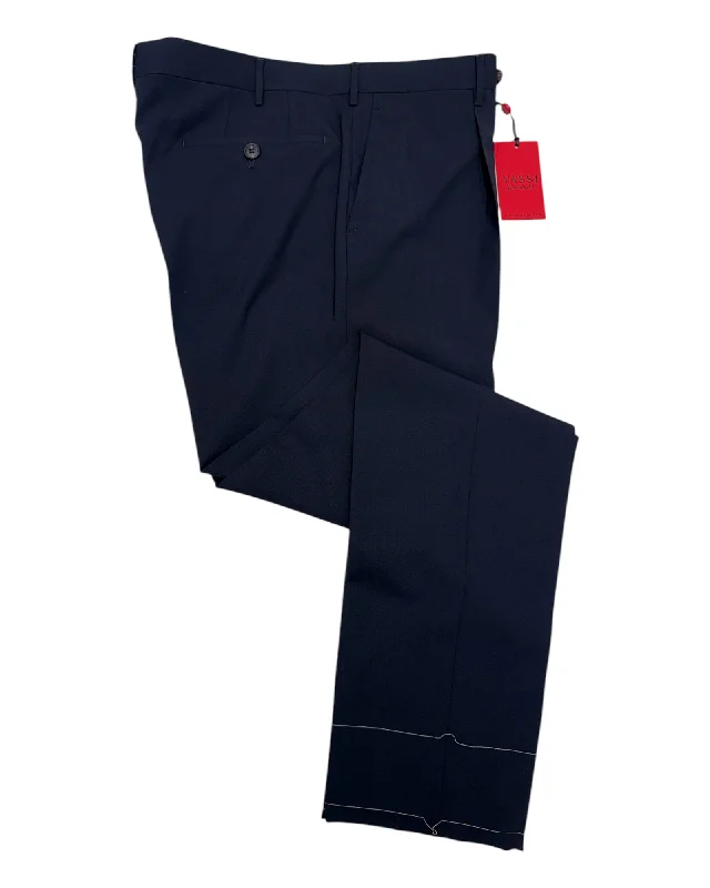 Sartorial Single Pleated Dress Pants - Navy Elegant Palazzo Trousers