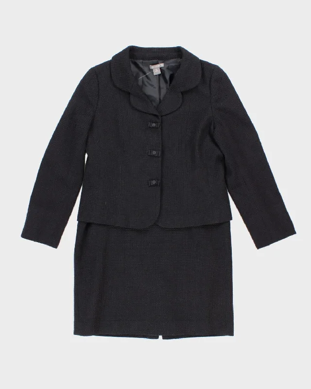 Ann Taylor Navy Textured Suit Jacket and Skirt Set - M Cardigan Sweater Pullover