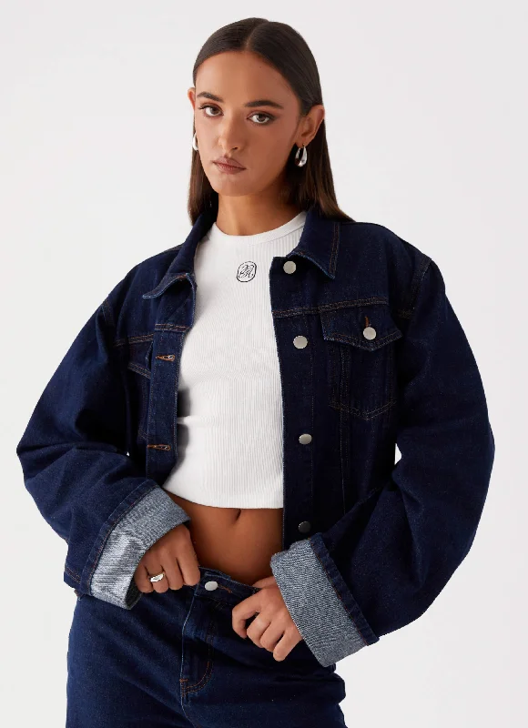 Back Again Oversized Denim Jacket - Blue Plaid Jacket Tartan Jacket Houndstooth Jacket Back Again Oversized Denim Jacket - Blue Plaid Jacket Tartan Jacket Houndstooth Jacket