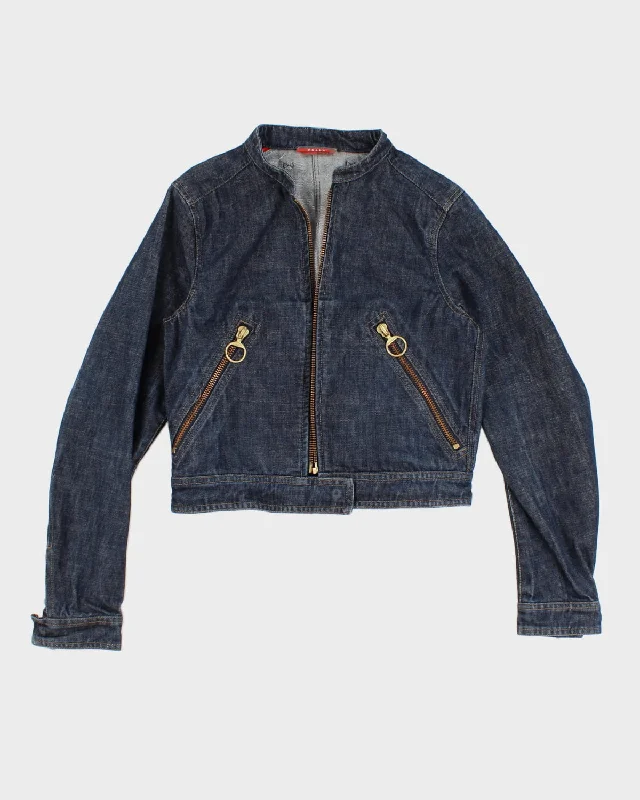 2000's Distressed Prada Denim Jacket - S Hoodie Zip-Up Jacket Button-Up Jacket