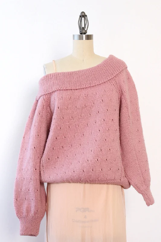 Dusty Rose Off Shoulder Sweater M/L Satin Fabric Silk Fabric Chiffon Fabric