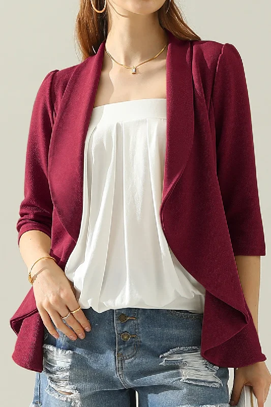 Womens Lightweight Thin 3/4 Sleeve Open Front Blazer Jacket With Plus Size Insulated Jacket Fitted Jacket Loose Jacket Womens Lightweight Thin 3/4 Sleeve Open Front Blazer Jacket With Plus Size Insulated Jacket Fitted Jacket Loose Jacket