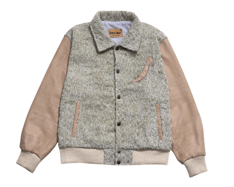 HANDWOVEN KHADDI VARSITY JACKET Zippered Jacket Buttoned Jacket Snapped Jacket