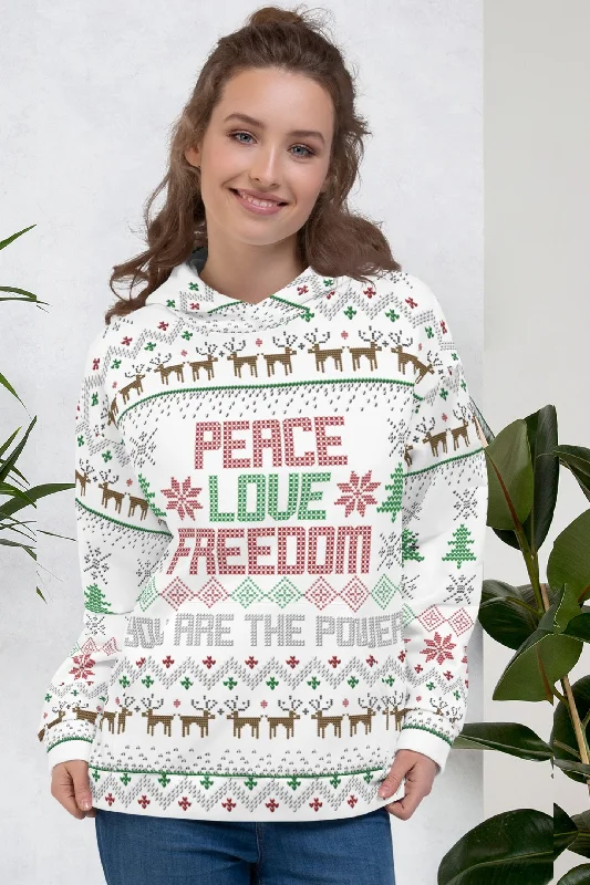 Peace Love and Freedom Ugly Christmas Sweater Unisex Hoodie Casual Formal Business