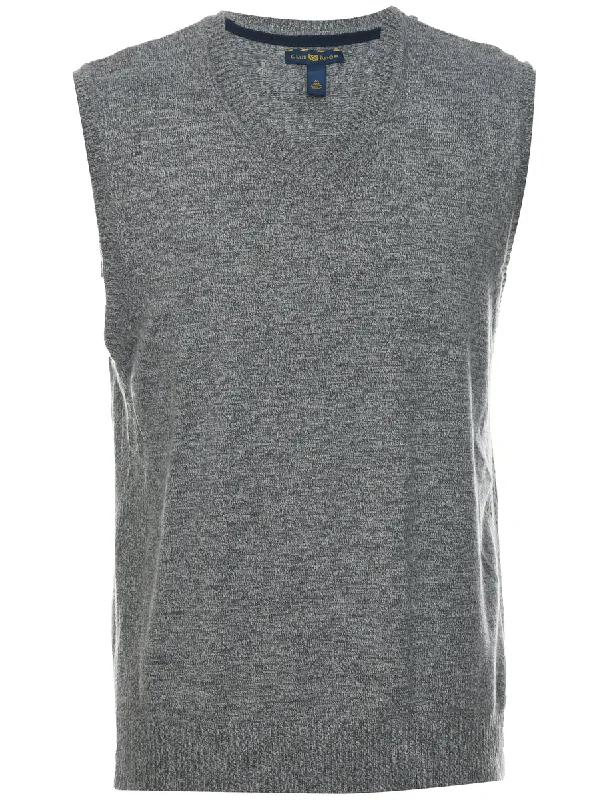 Sweater Grey Vest - M Graphic Sweater Embroidered Appliqued