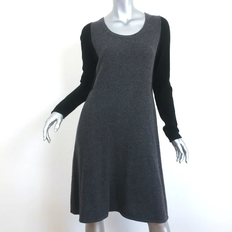 White + Warren Cashmere Colorblock Sweater Dress Black/Gray Size Medium Lace Blend Ribbed Blend Corduroy Blend White + Warren Cashmere Colorblock Sweater Dress Black/Gray Size Medium Lace Blend Ribbed Blend Corduroy Blend