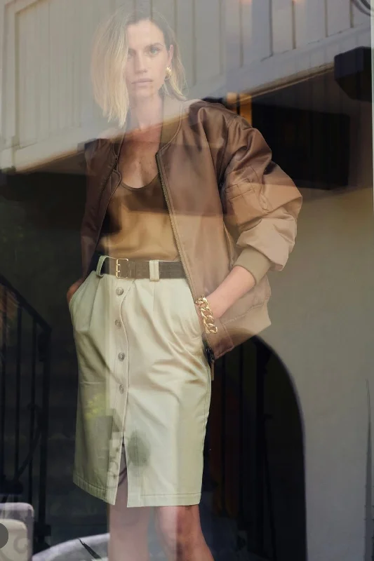 Anine Bing - Zaire Skirt (oatmeal) leather skirt sleek