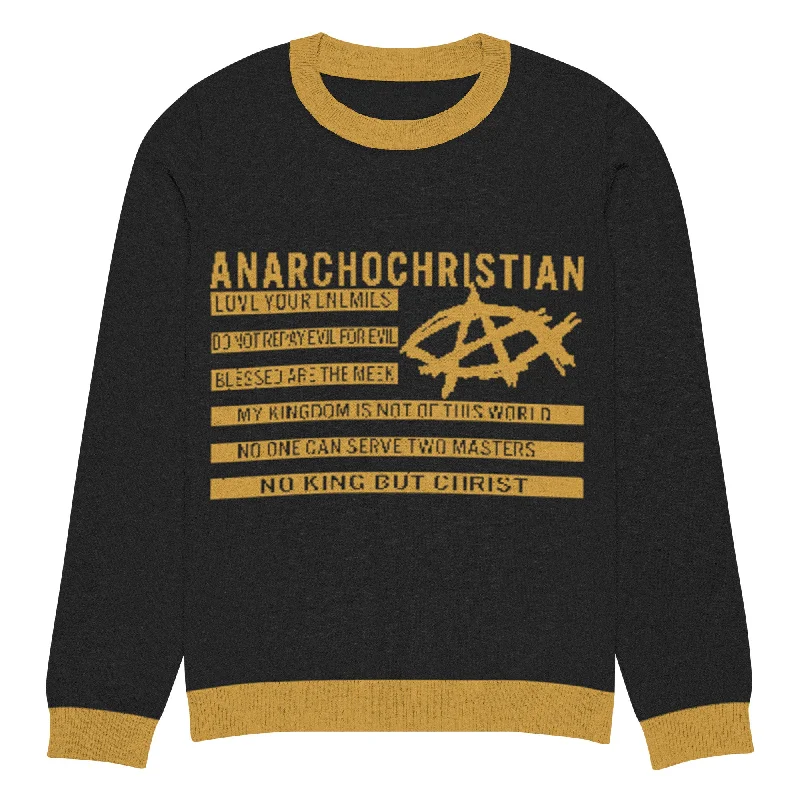 AnarchoChristian No King but Christ Knitted Ugly Christmas Sweater Iron Safe Non-Iron Wrinkle Free AnarchoChristian No King but Christ Knitted Ugly Christmas Sweater Iron Safe Non-Iron Wrinkle Free