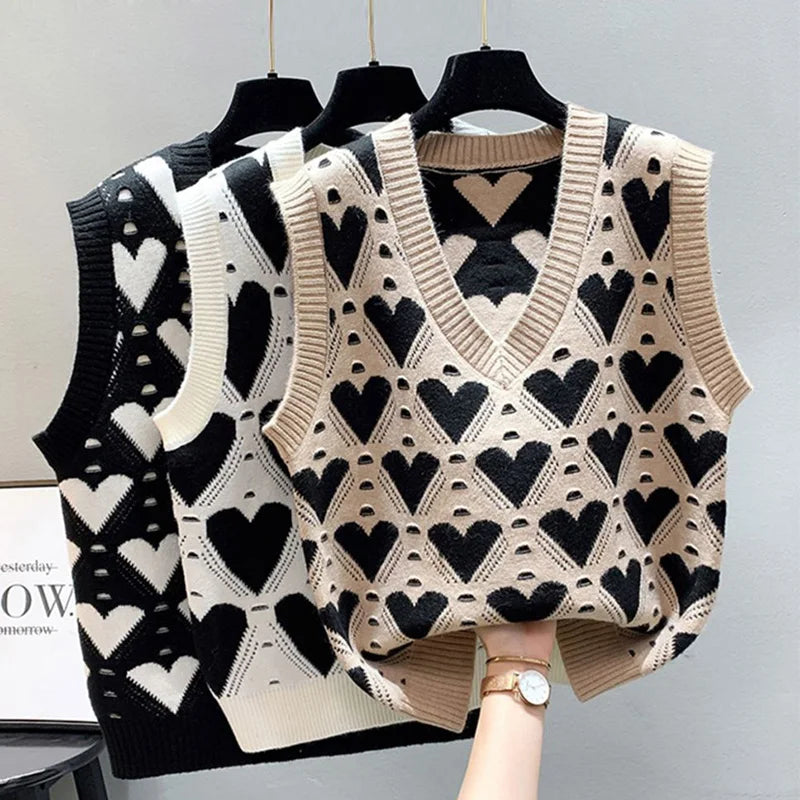Love Heart Sweater Vest Stylish Fashionable Trendy