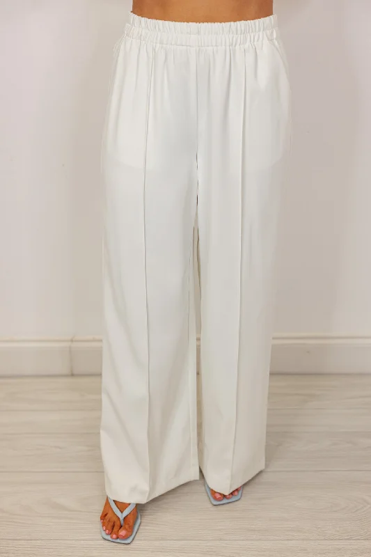 Timeless Treasure Cream Pintuck Pants Classic Cropped Pants