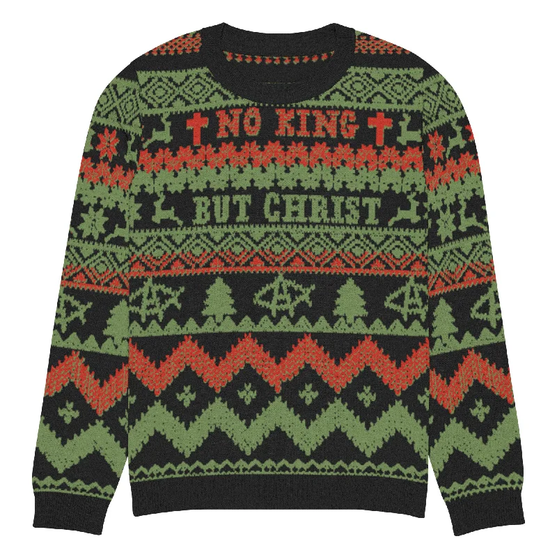 AnarchoChristian No King but Christ Knitted Ugly Christmas Sweater Casual Formal Business AnarchoChristian No King but Christ Knitted Ugly Christmas Sweater Casual Formal Business