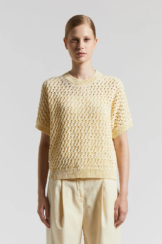 Cotton cordonnet sweater with sequins Spandex Blend Rayon Blend Denim Blend