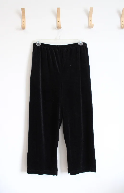 Jon Jac Black Velvet Pants | L Relaxed High-Waist Trousers