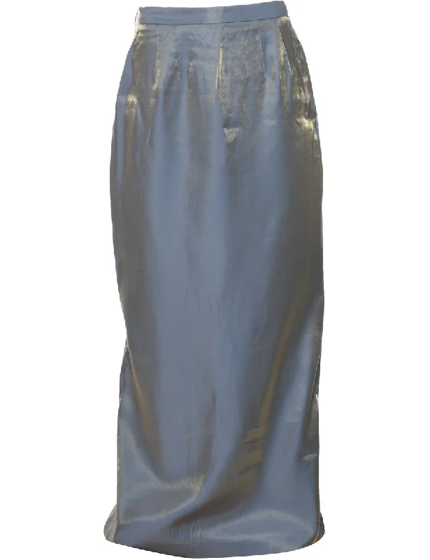 Shiny Maxi Skirt - L pleated skirt texture