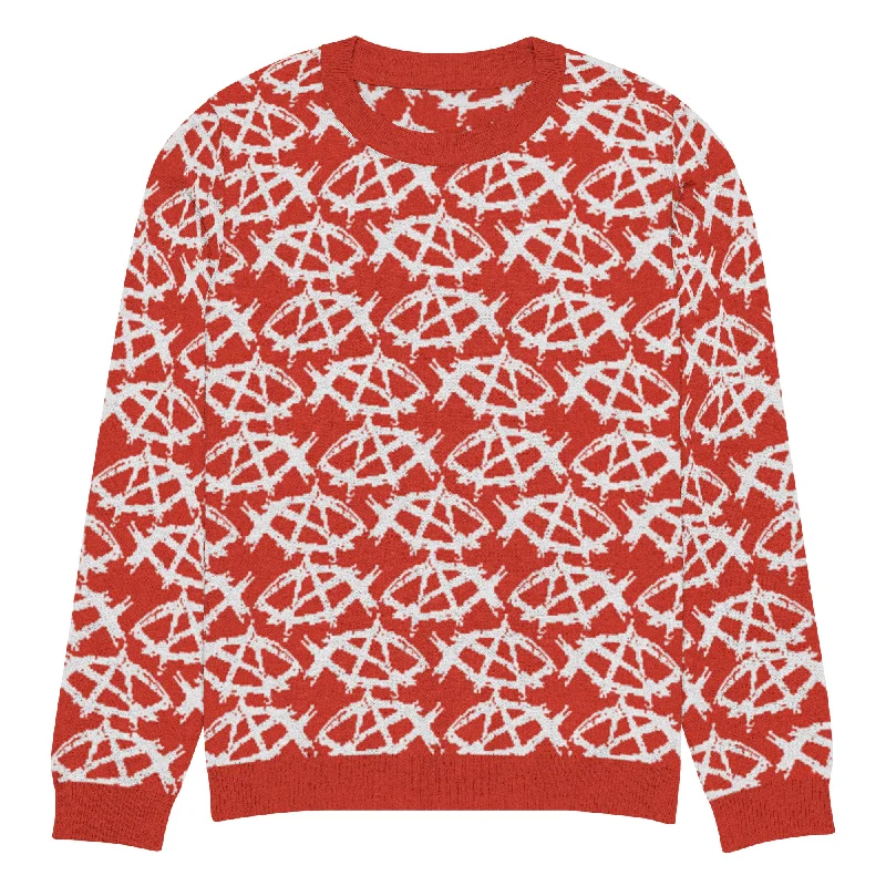 Anarchochristian Knitted crew neck ugly christmas sweater Nylon Fabric Polyester Fabric Spandex Fabric Anarchochristian Knitted crew neck ugly christmas sweater Nylon Fabric Polyester Fabric Spandex Fabric