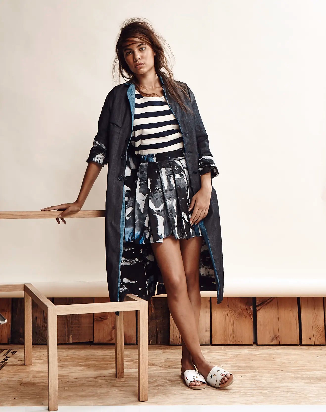 Hand-Batik Cotton Fitted Mini Skirt flowy skirt hem