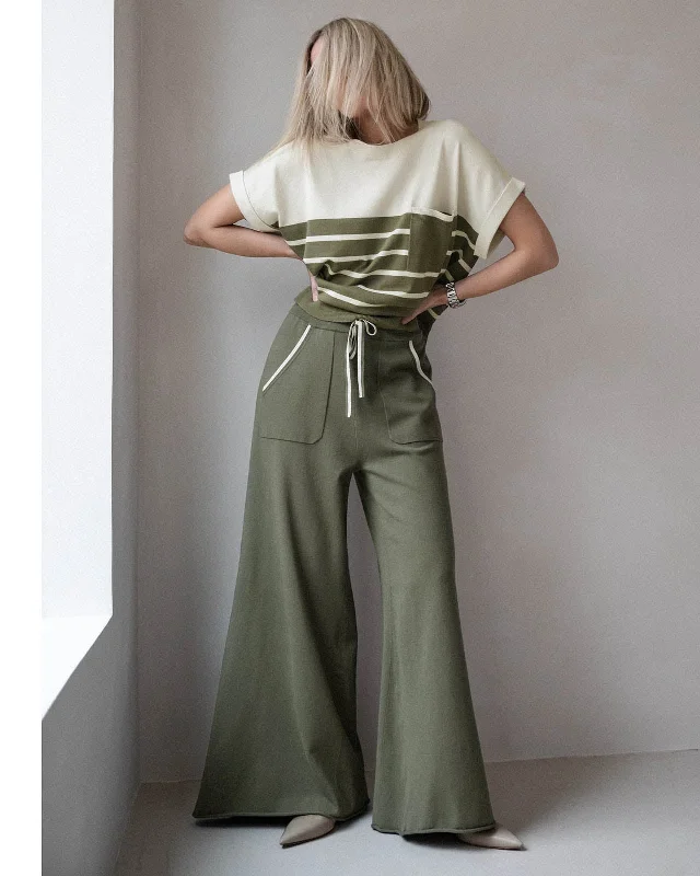 Veronica Trim Crop Wide Leg Pant Trendy Velvet Pants