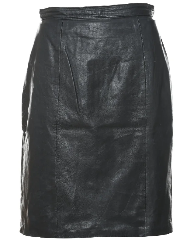 Pencil Shape Leather Skirt - S denim skirt classic