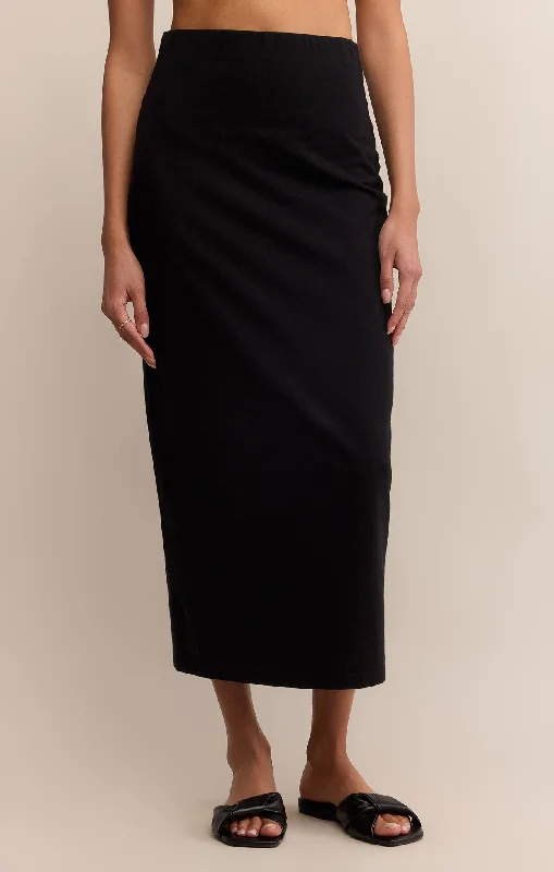 Gail Midi Skirt - Black wool skirt warm