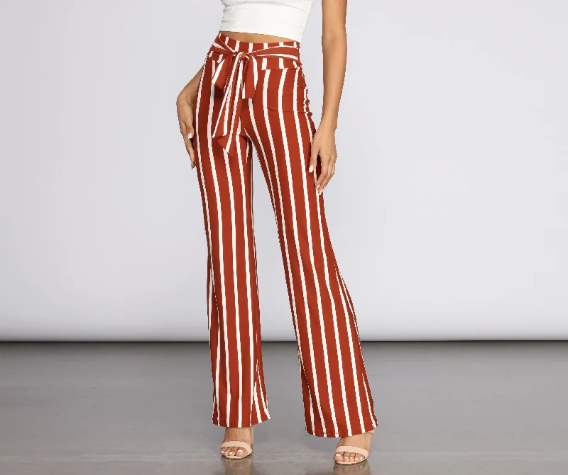 Fit To Flare Striped Pants Classic Straight-Leg Pants