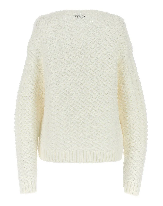 Tom Ford Womens Virgin Wool Sweater In White Soft Cozy Warm