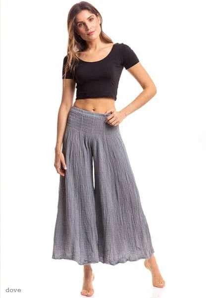 Nusantara Shirred Elastic Waist Pant - Dove Lightweight Jogger Pants