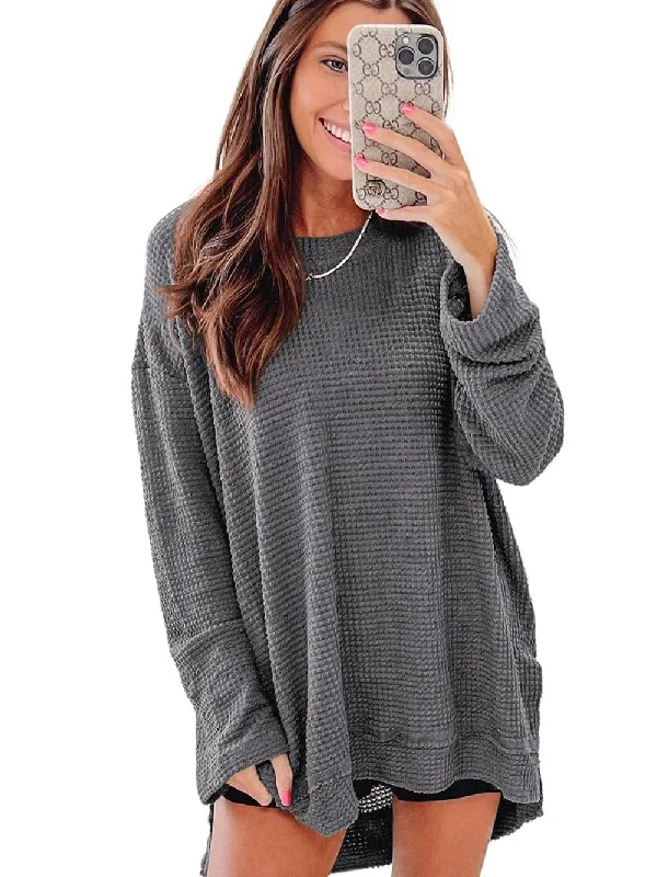 Oversized Waffle Knit Sweater Cashmere Blend Cotton Blend Poly Blend