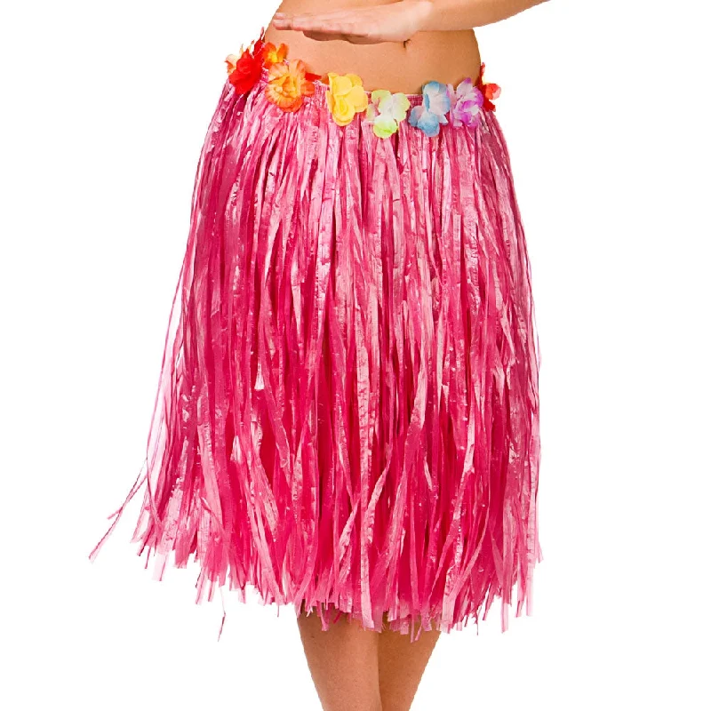 Pink Hula Skirt Tropical Party Costume Accessory silk skirt lustrous