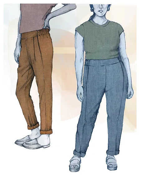 PDF Pattern - Calyer Pants | French Navy Fashionable Tapered Leg Pants