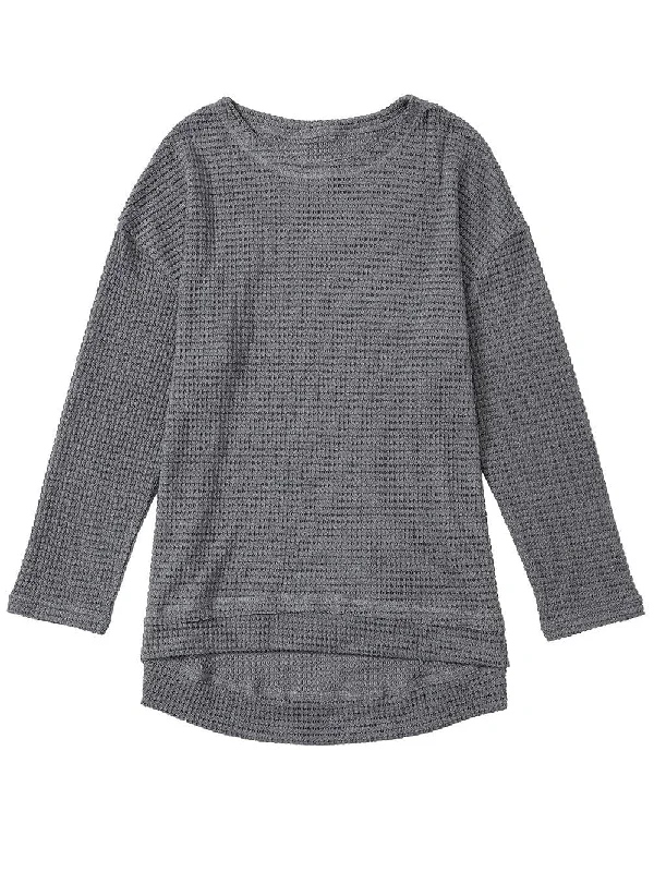 Comfortable Waffle Knit Sweater Layered Multi-layer Single Layer