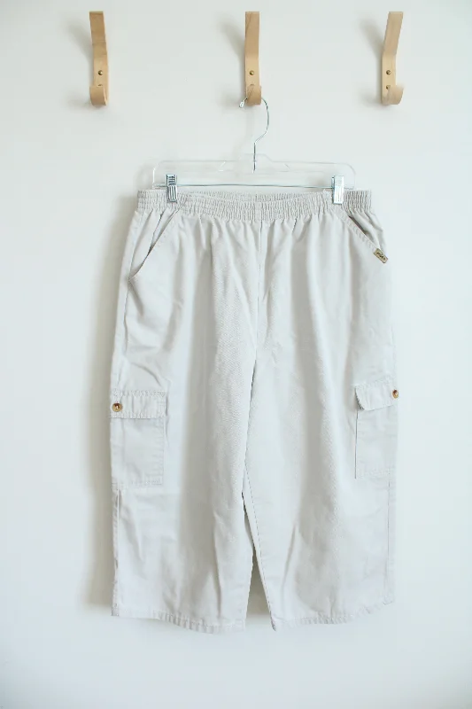 Chic Tan Elastic Waist Capri Pants | 18W Trendy Palazzo Pants