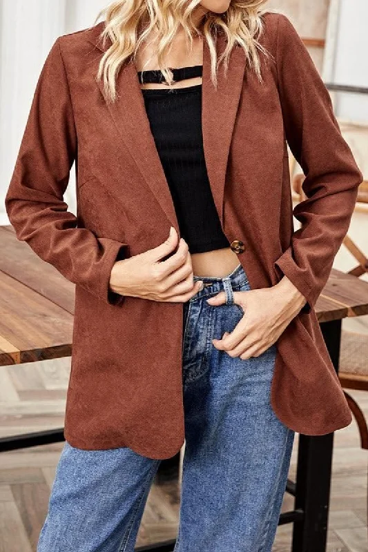 ONE BUTTON LOOSE LONG SLEEVED SUIT JACKET TOP Quilted Jacket Puffer Jacket Insulated Jacket ONE BUTTON LOOSE LONG SLEEVED SUIT JACKET TOP Quilted Jacket Puffer Jacket Insulated Jacket