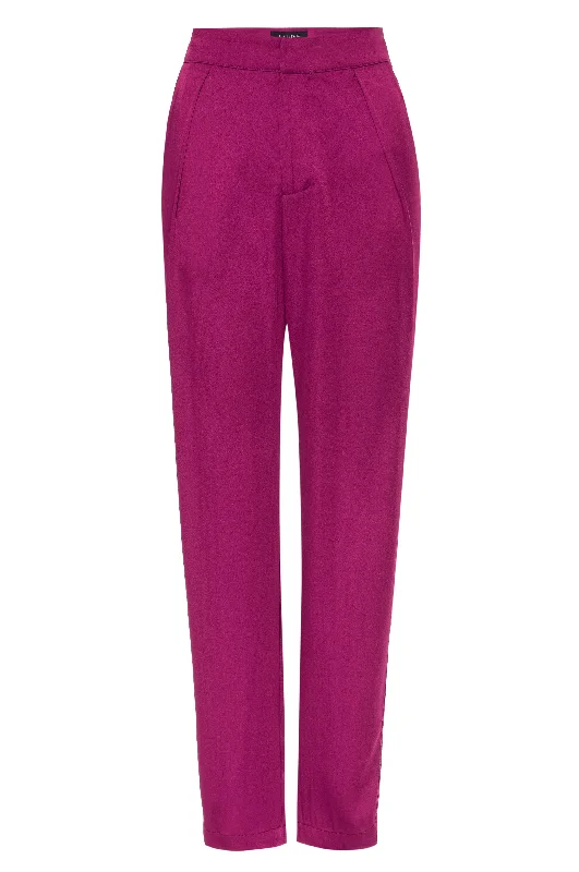 Rhodes Fuschia Satin Tuxedo Pant Formal Wide-Leg Pants
