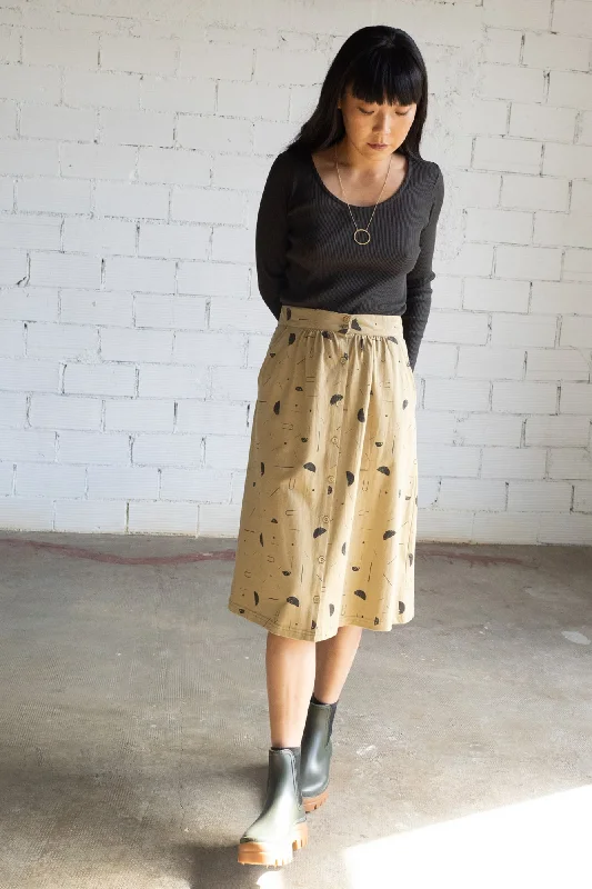 Galia midi skirt sidereal rain beige slim fit skirt
