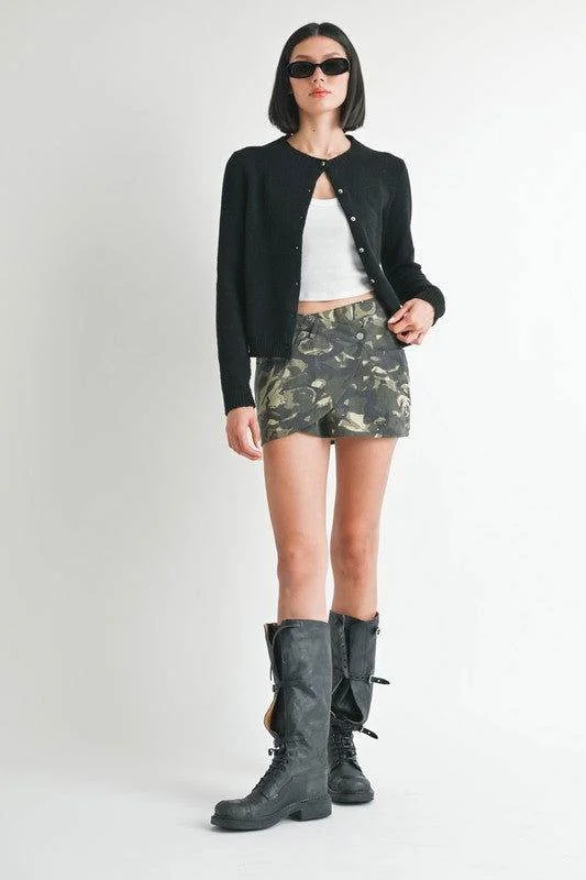 Emory Park Wrapped Mini Skirt With Button chiffon skirt delicate