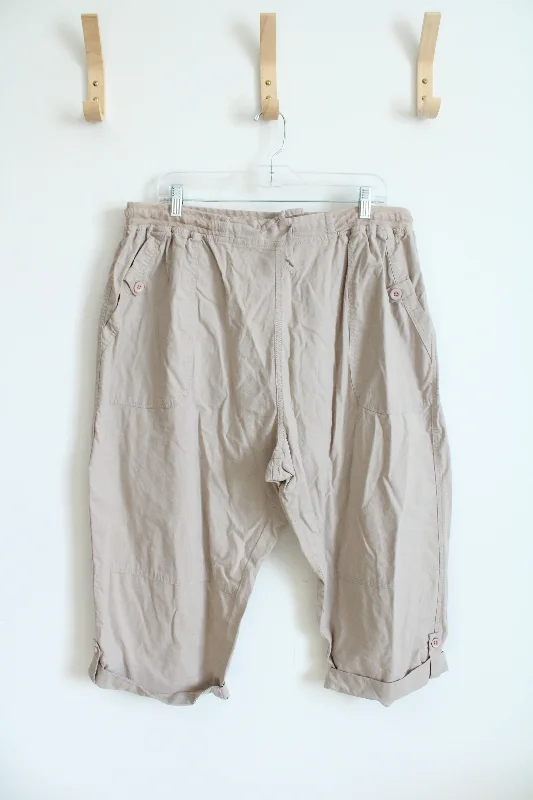 Jordana Khaki Capri Pants | 3X Trendy Wide-Leg Pants