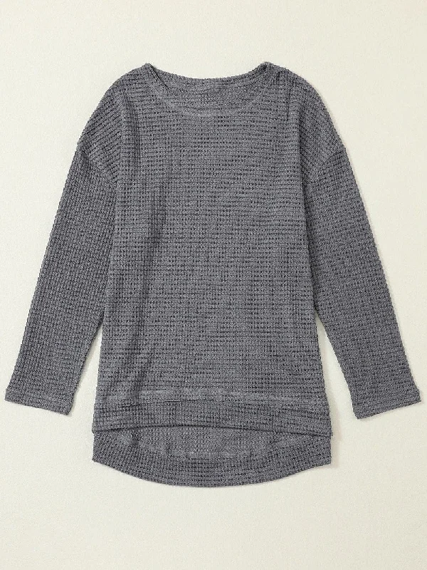 Trendy Waffle Knit Sweater Modern Contemporary Chic