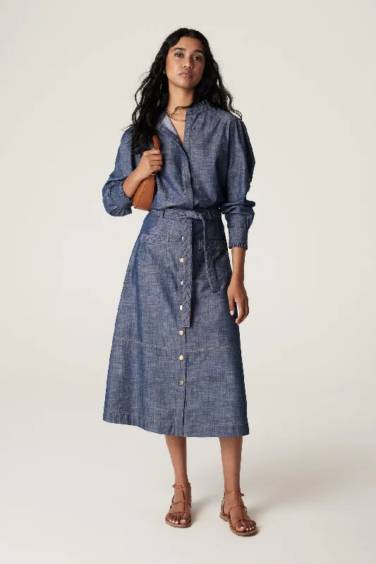 Chambray Skirt - Blue lace skirt delicate