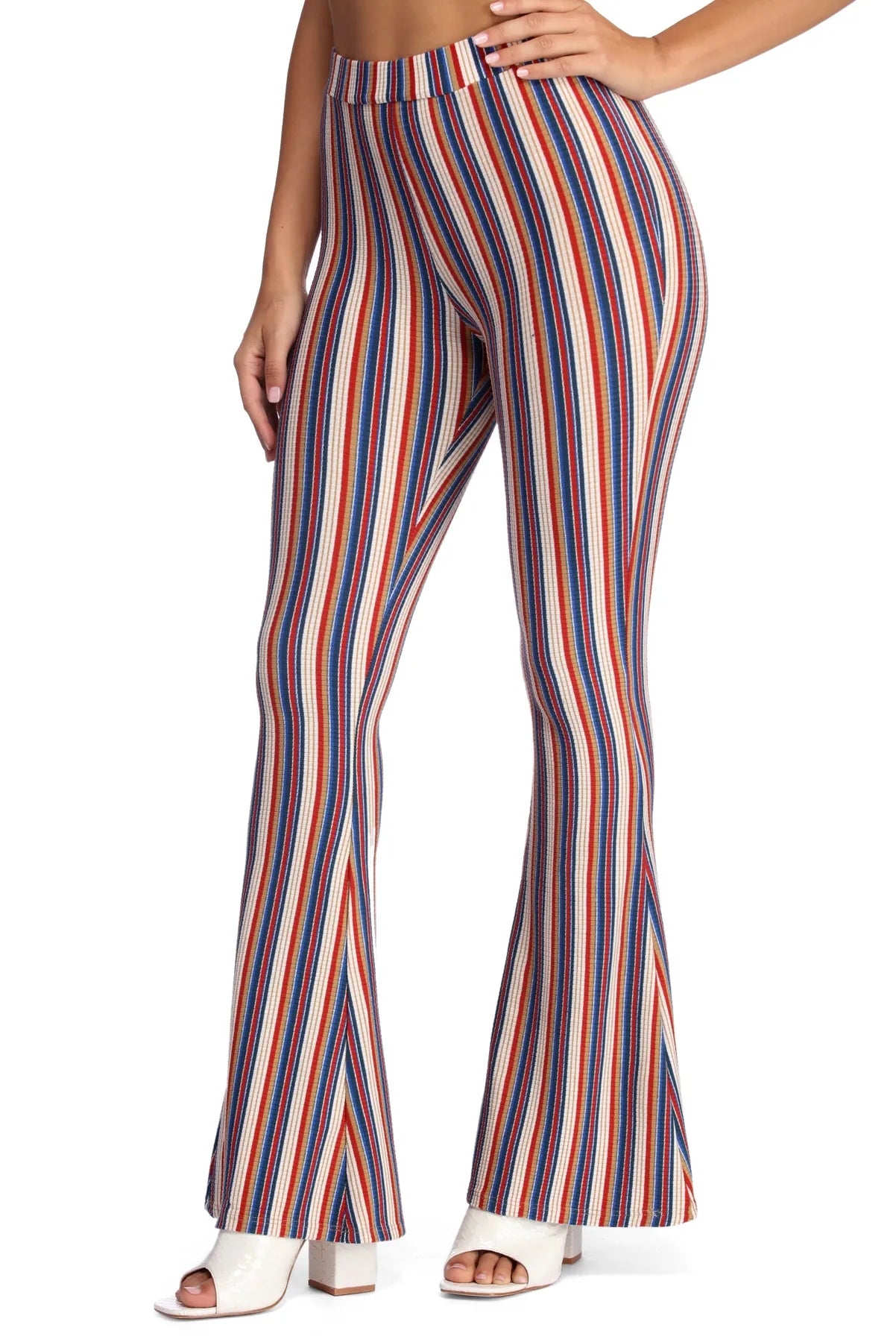 Stripes For Days Flare Pants Casual Drawstring Pants