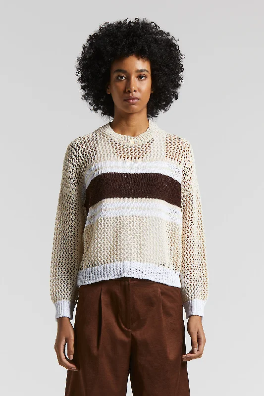 Pure cotton cordonnet sweater with sequins Real Fur Shearling Chenille