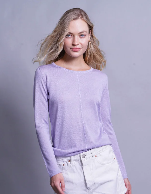 Ultrafine Short Sweater in Lila Blush Print Jacquard Patchwork